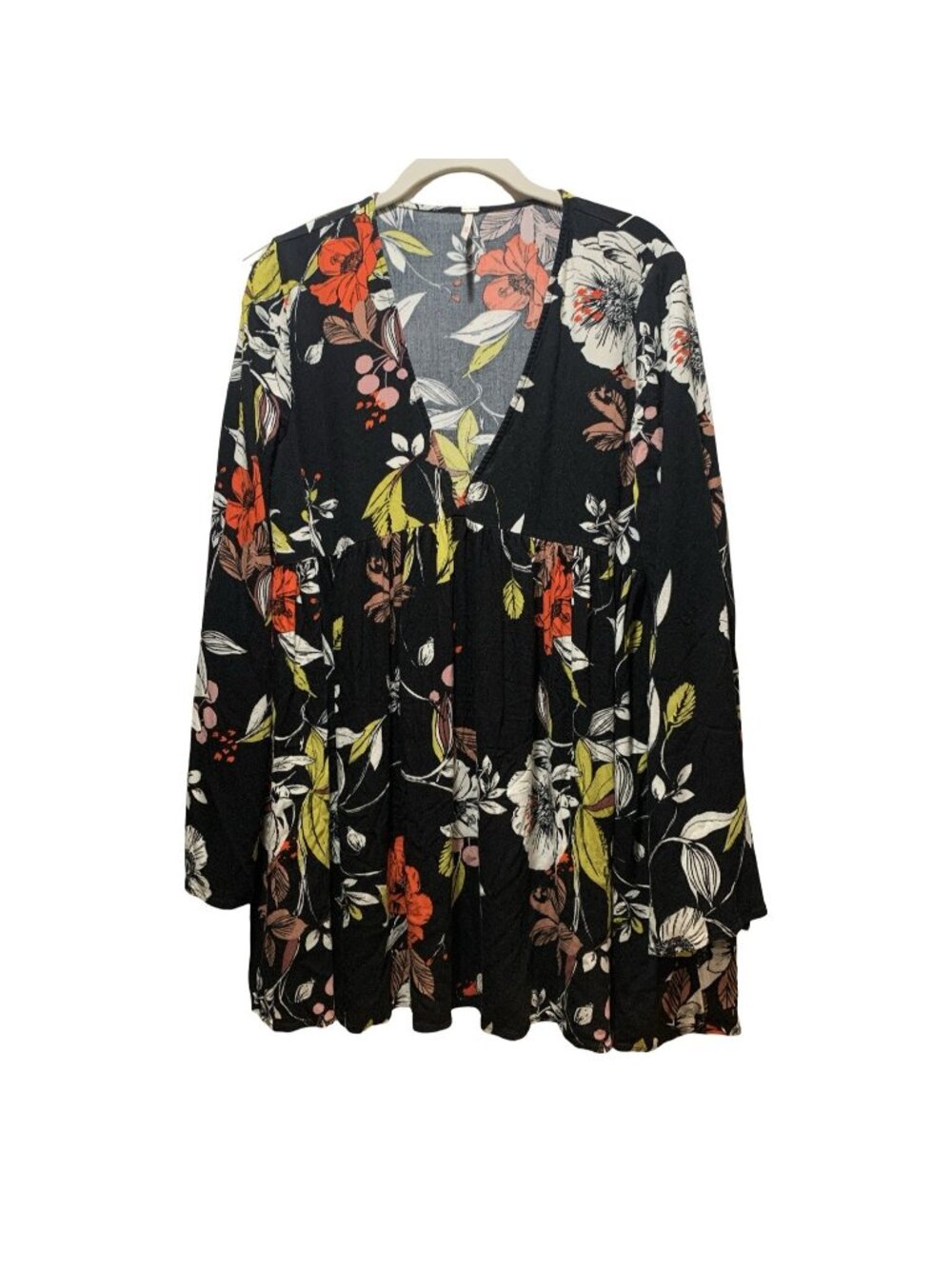 Free People Bella Floral Tunic / Mini Dress Bell Sleeves Womens size M Boho - Picture 2 of 8